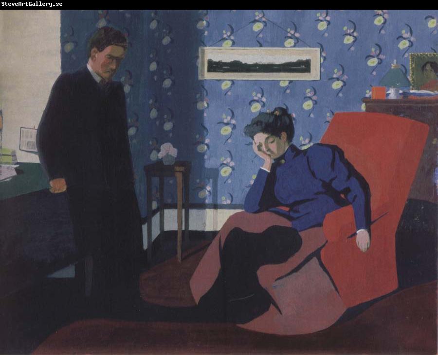 Felix Vallotton Interior with red armchair and figure